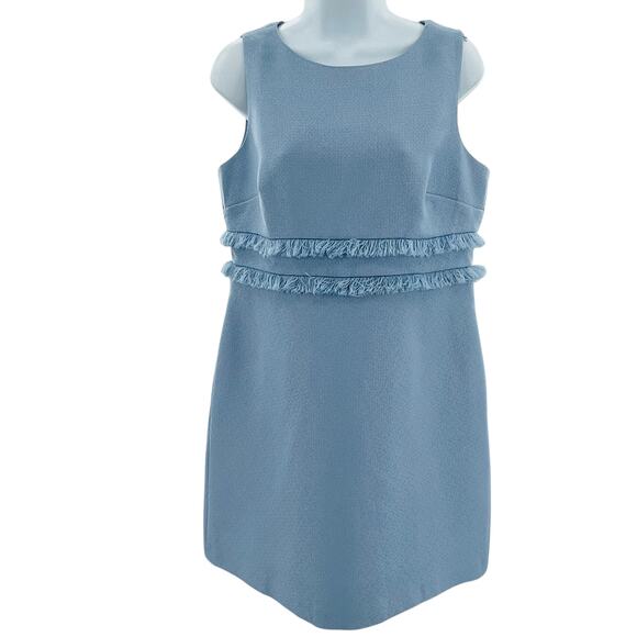 Eliza J Baby Blue Fringe Bodice Sleeveless Career Party Sheath Dress 10P - Picture 3 of 11